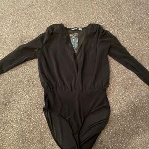 black mesh long sleeve bodysuit